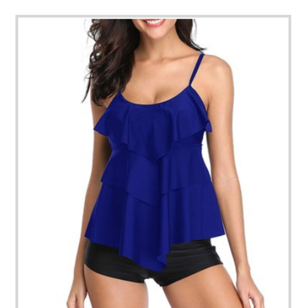 NEW Nidalee Dark Blue Tankini with Boyfriend Shorts Size Medium